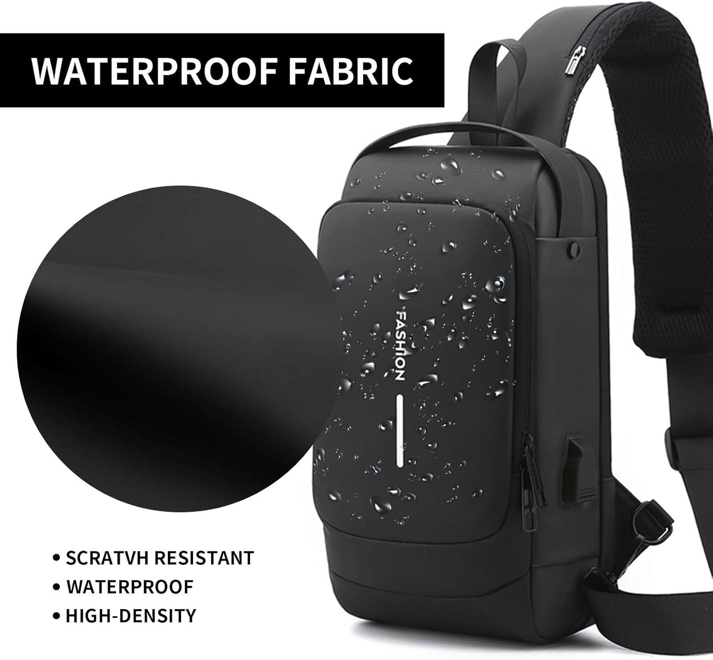 Fashion Men Sling Bag with Lock Waterproof