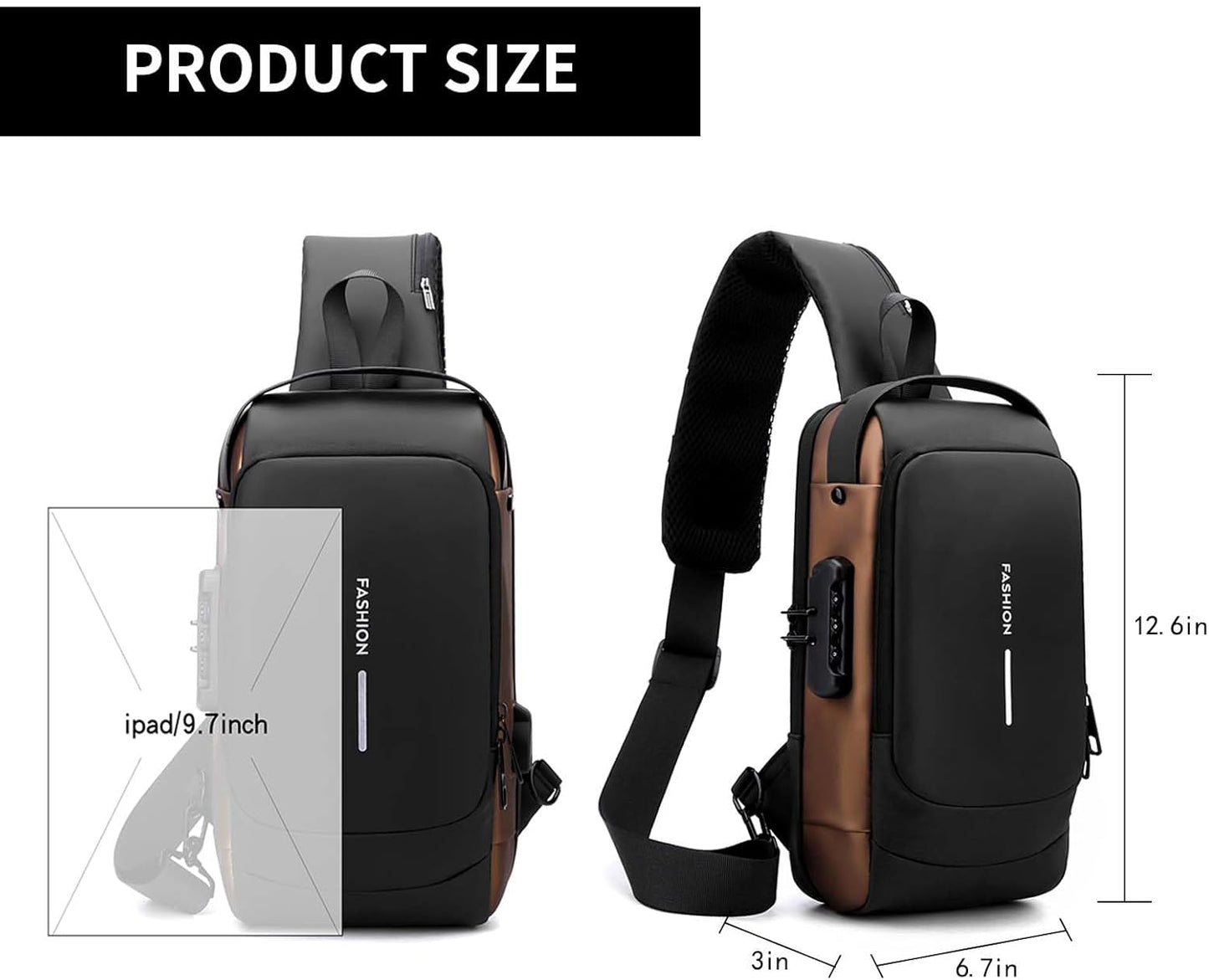 Fashion Men Sling Bag with Lock Waterproof