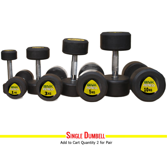 SNK FITNESS Rubber Dumbbell with Metal Handles